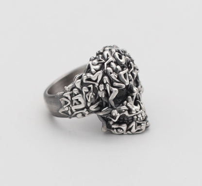 Skull With The Naked Girls Ring, One Of A Kind Gothic Ring For Men