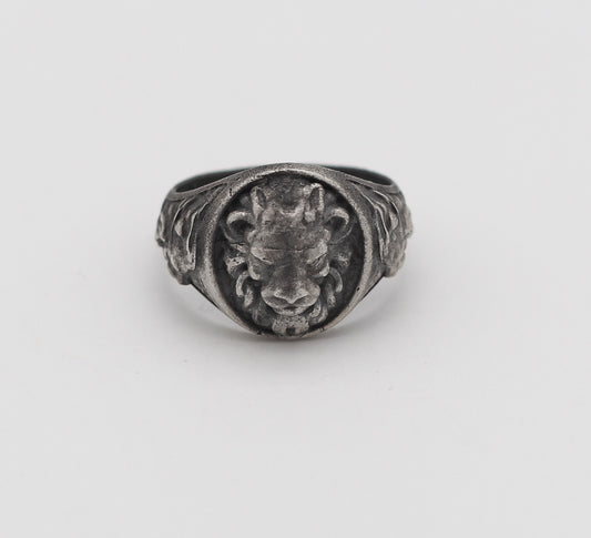 Lion Handmade Sterling Silver Men Ring, Animal Ring, Wild Animal Ring