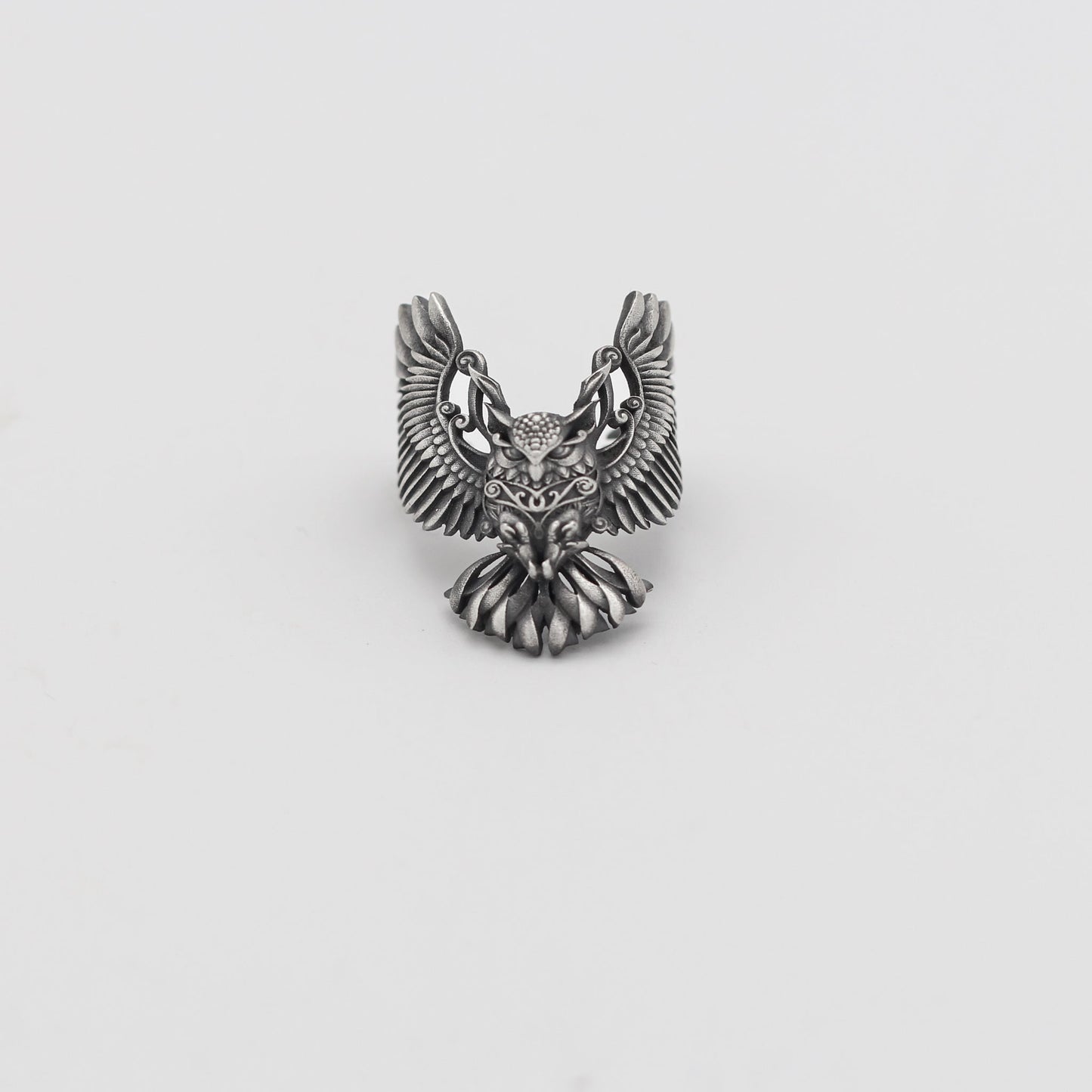 Owl Handmade Sterling Silver Men Ring, Wild Animal Ring For Men, Owl Ring