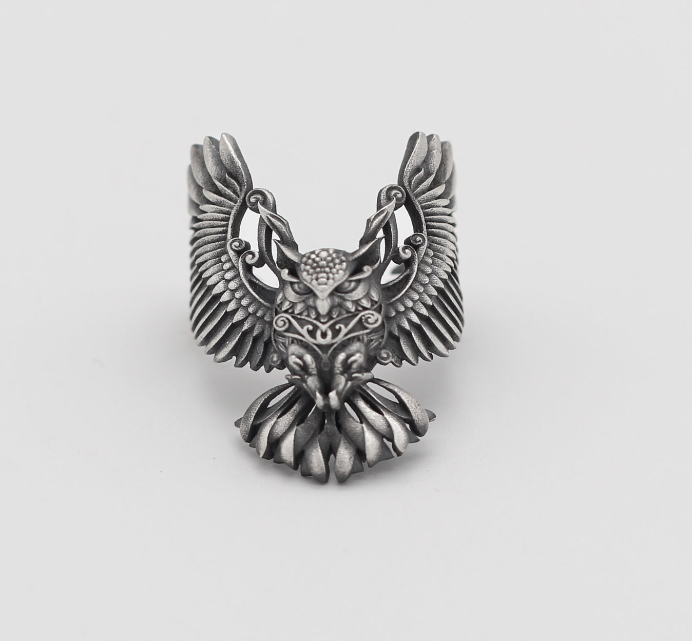 Owl Handmade Sterling Silver Men Ring, Wild Animal Ring For Men, Owl Ring