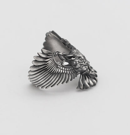 Owl Handmade Sterling Silver Men Ring, Wild Animal Ring For Men, Owl Ring