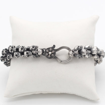 Solid Silver Skull Bracelet, Mens Skull Jewelry