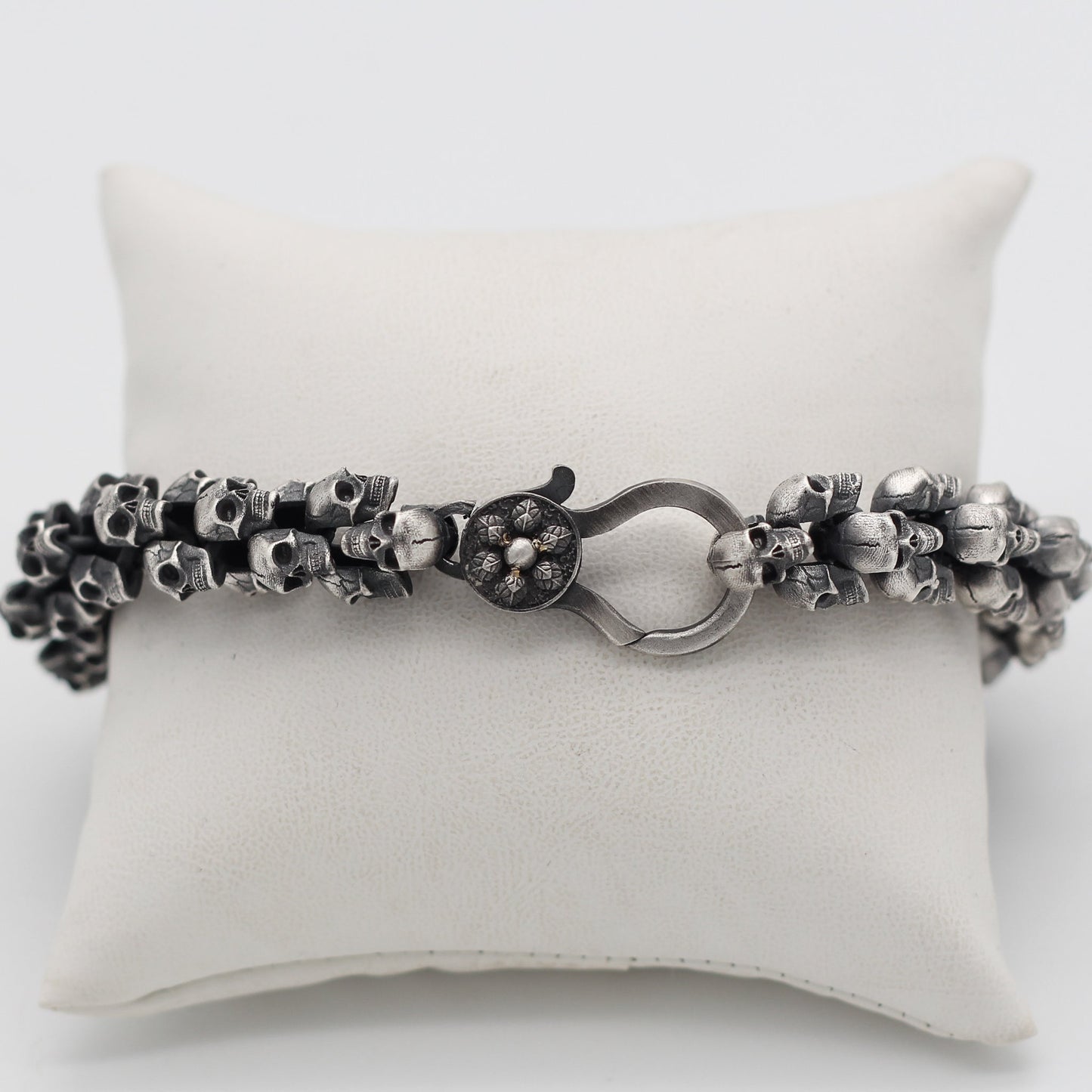 Solid Silver Skull Bracelet, Mens Skull Jewelry