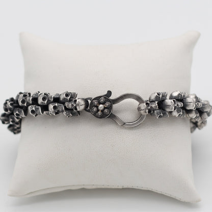 Solid Silver Skull Bracelet, Mens Skull Jewelry