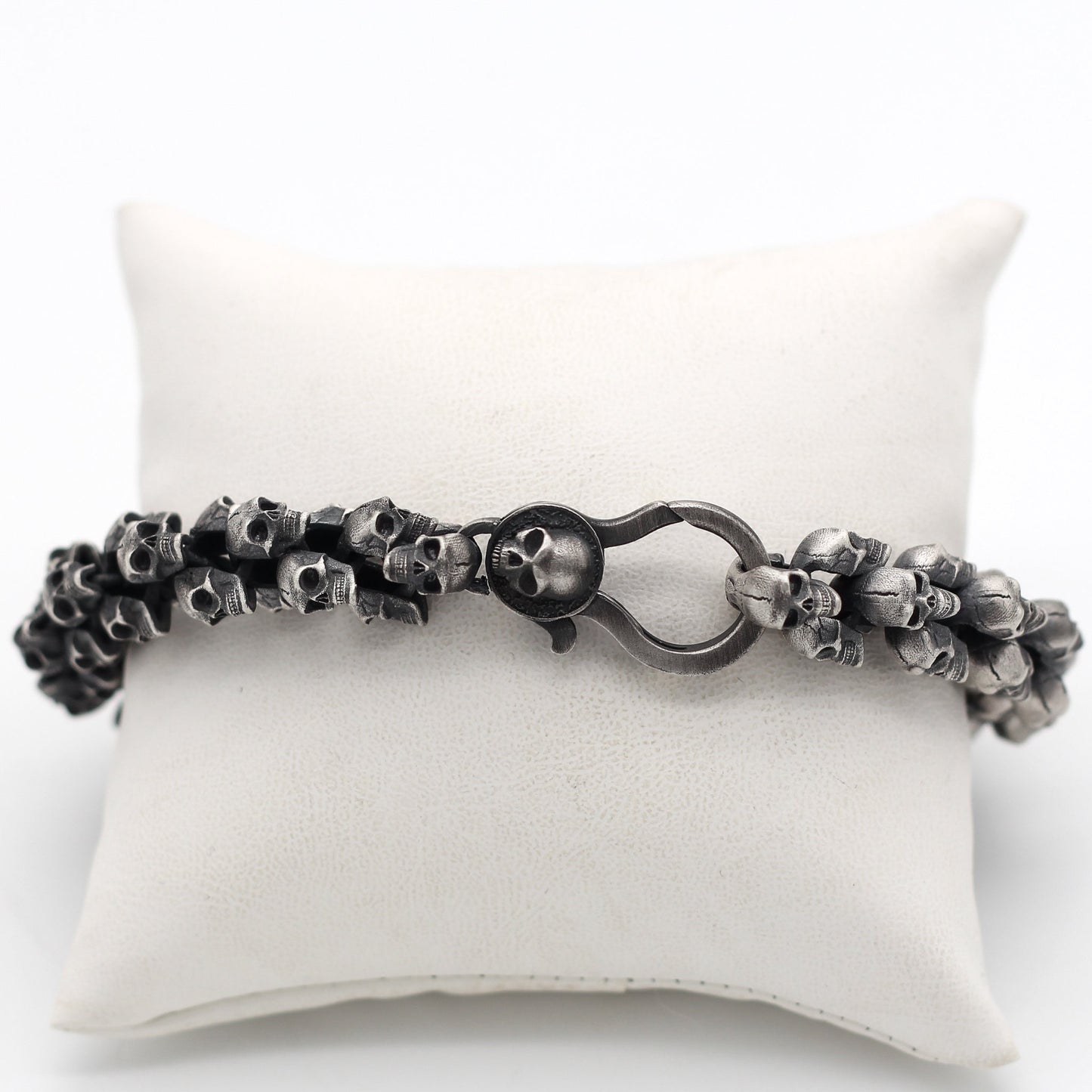 Solid Silver Skull Bracelet, Mens Skull Jewelry