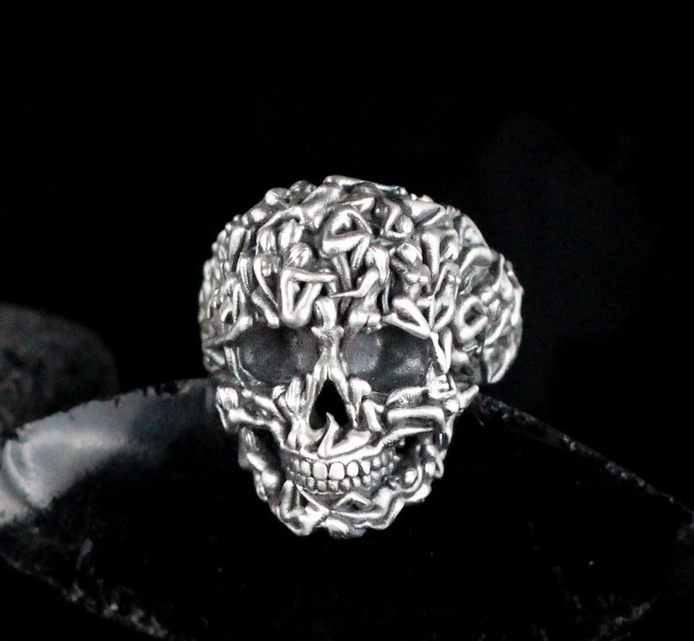 Skull With The Naked Girls Ring, One Of A Kind Gothic Ring For Men