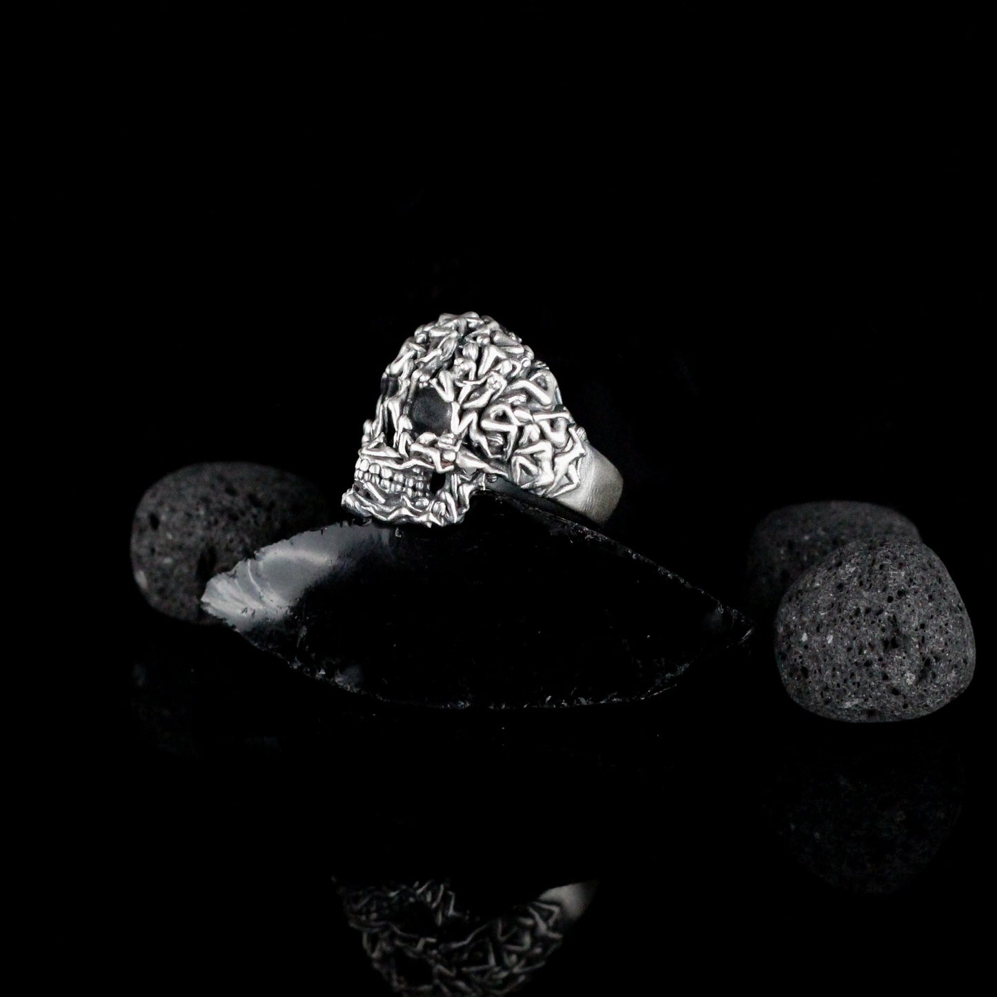 Skull With The Naked Girls Ring, One Of A Kind Gothic Ring For Men