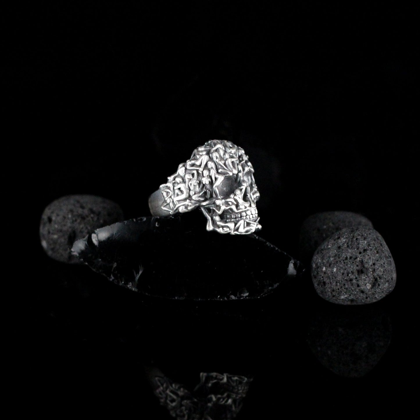 Skull With The Naked Girls Ring, One Of A Kind Gothic Ring For Men