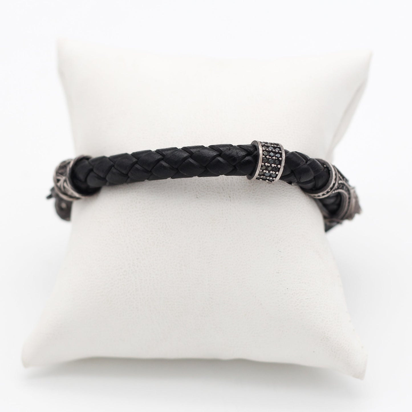 Leather Wolf Bracelet For Men, Silver Wolf Bracelet