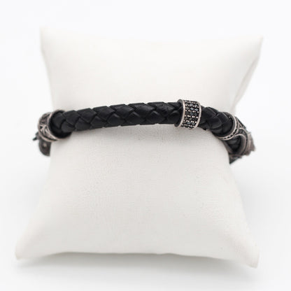 Leather Wolf Bracelet For Men, Silver Wolf Bracelet