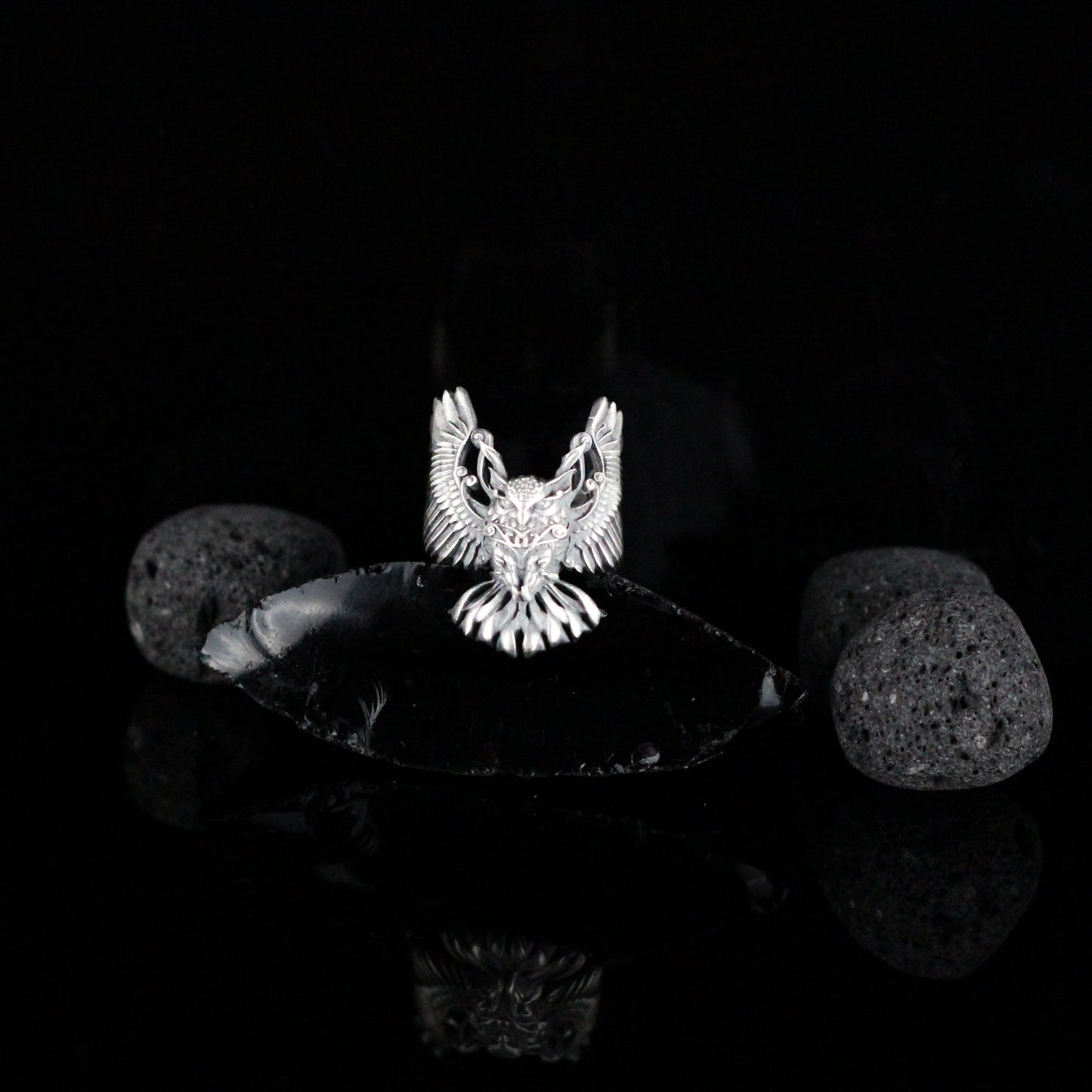 Owl Handmade Sterling Silver Men Ring, Wild Animal Ring For Men, Owl Ring