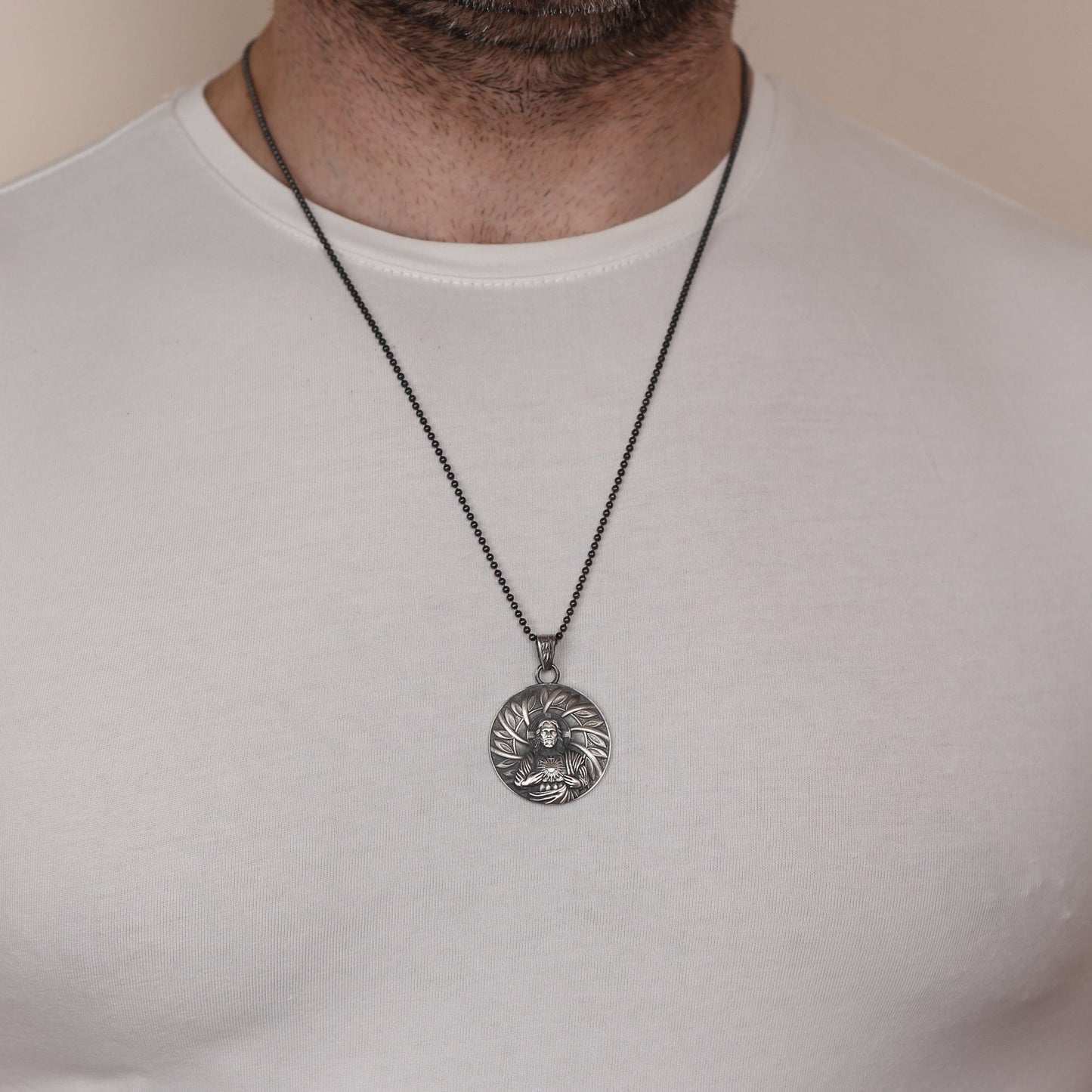 925K Silver Christian Medallion,Solid Silver Jesus Pendant