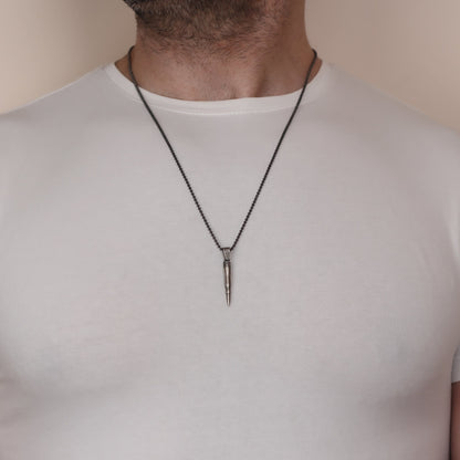 Silver Bullet Pendant, Sterling Silver Bullet Necklace For Men