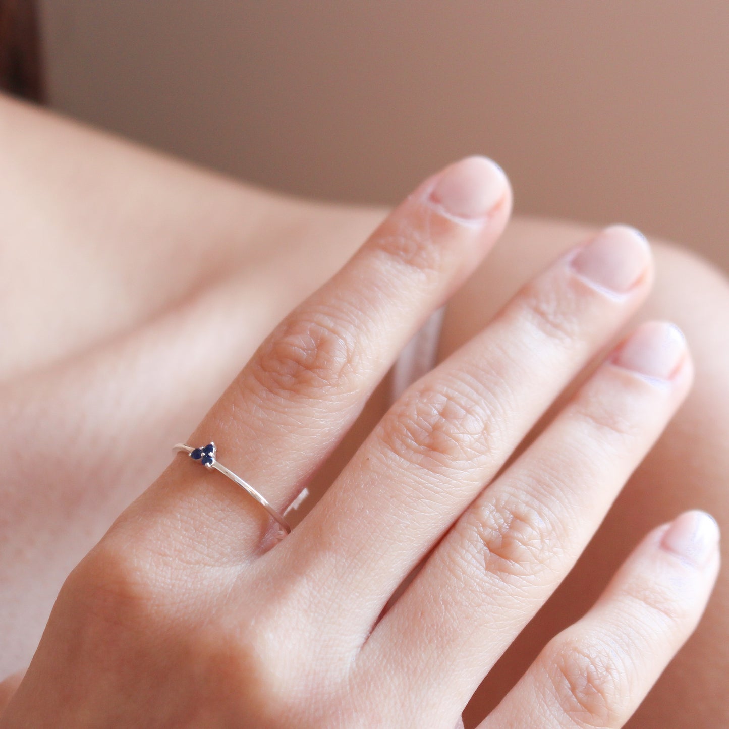 SADIE 14K Gold Blue Sapphire Tiny Heart Ring