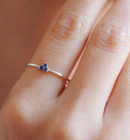 SADIE 14K Gold Blue Sapphire Tiny Heart Ring