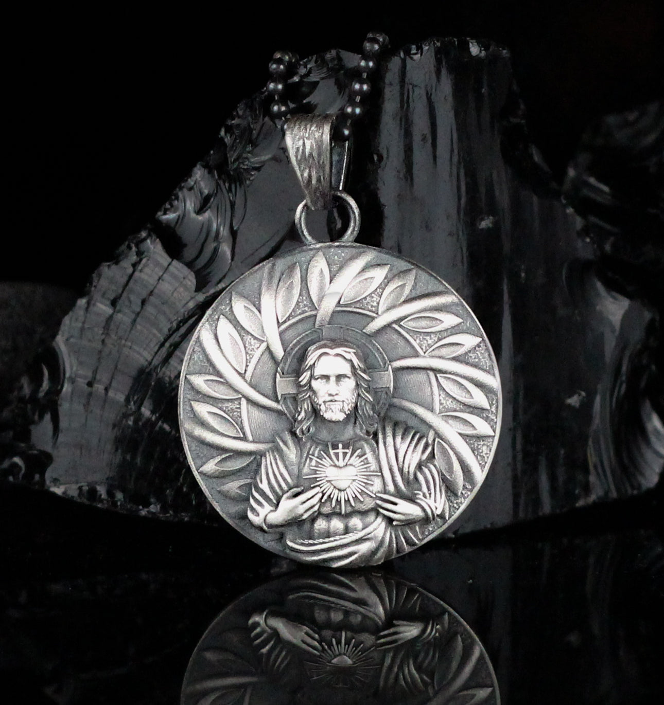 925K Silver Christian Medallion,Solid Silver Jesus Pendant