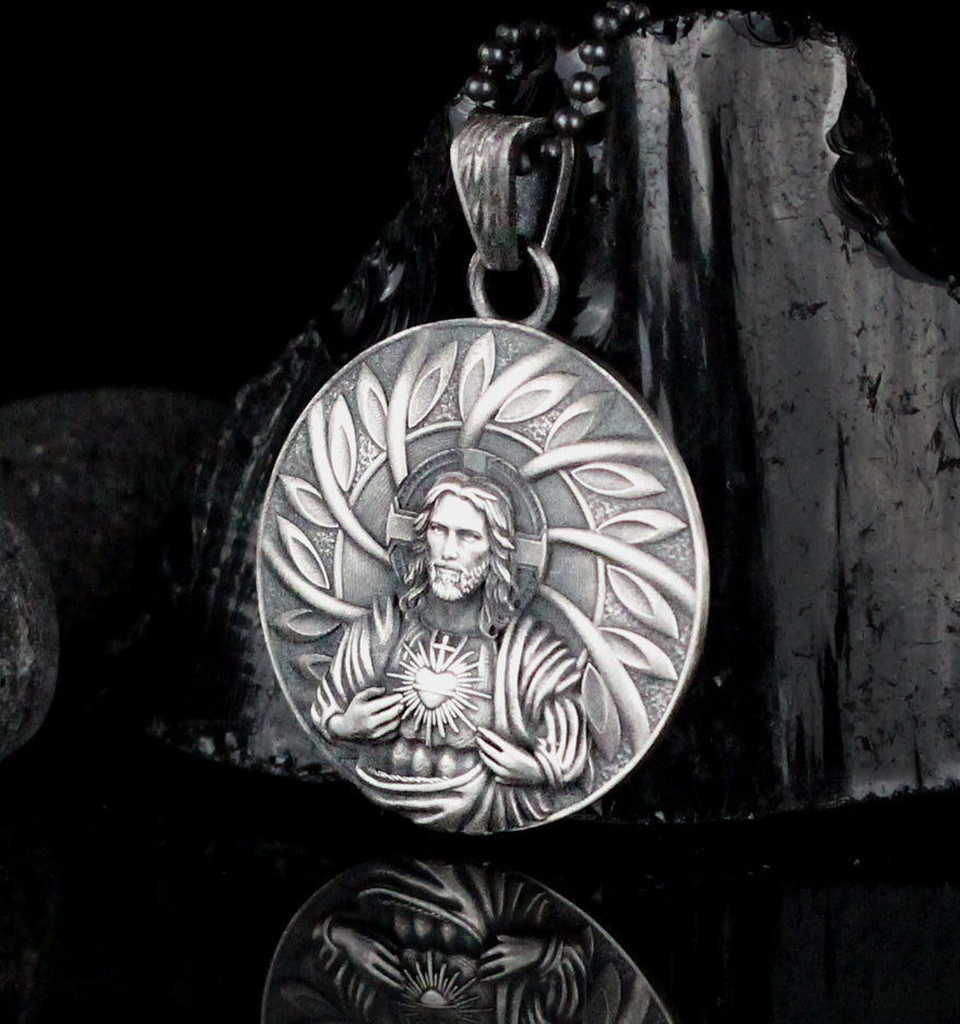 925K Silver Christian Medallion,Solid Silver Jesus Pendant