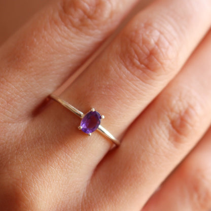 ELLA 14K Gold Natural Amethyst Promise Ring