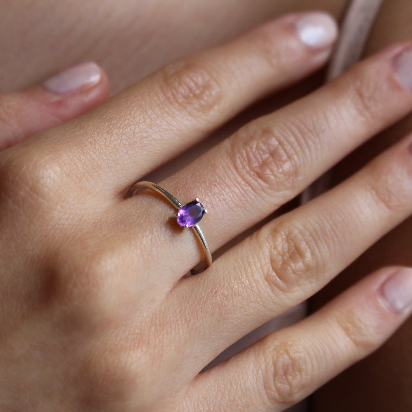 ELLA 14K Gold Natural Amethyst Promise Ring