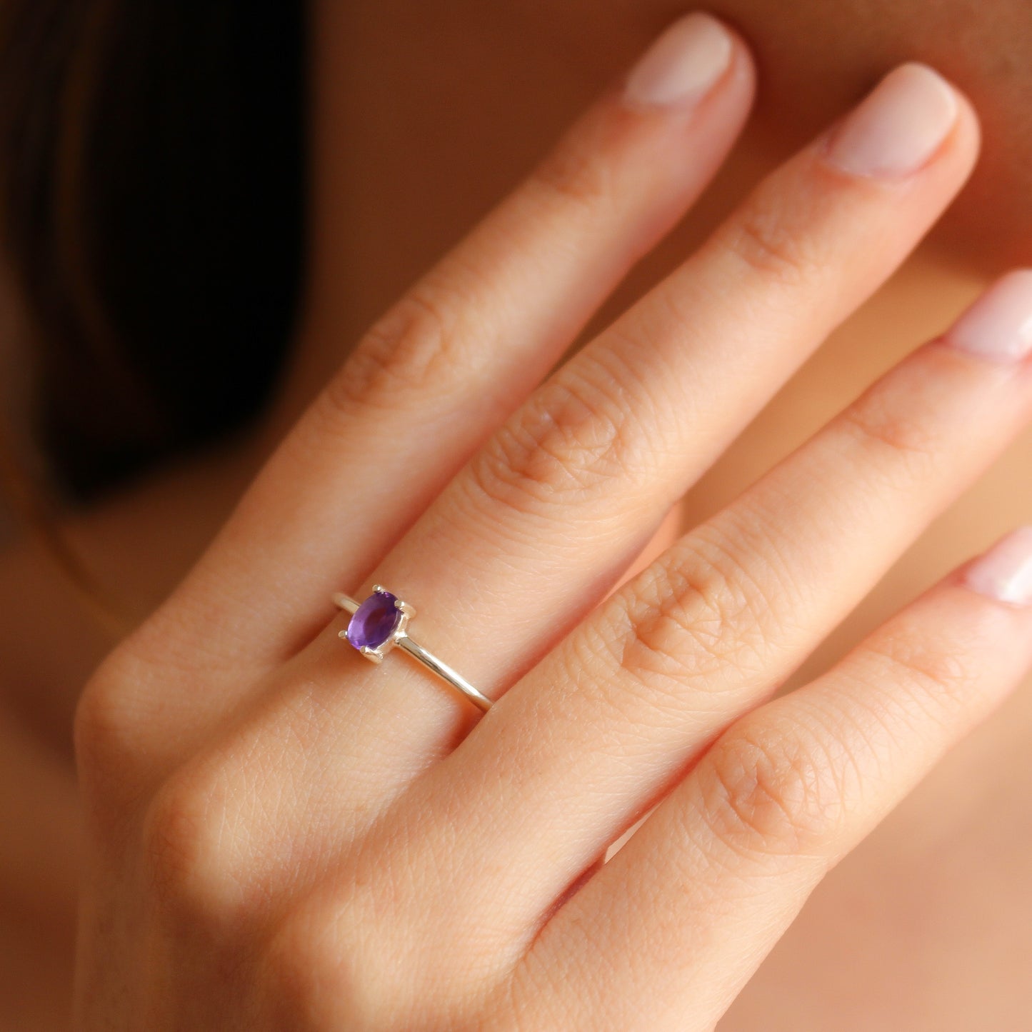 ELLA 14K Gold Natural Amethyst Promise Ring