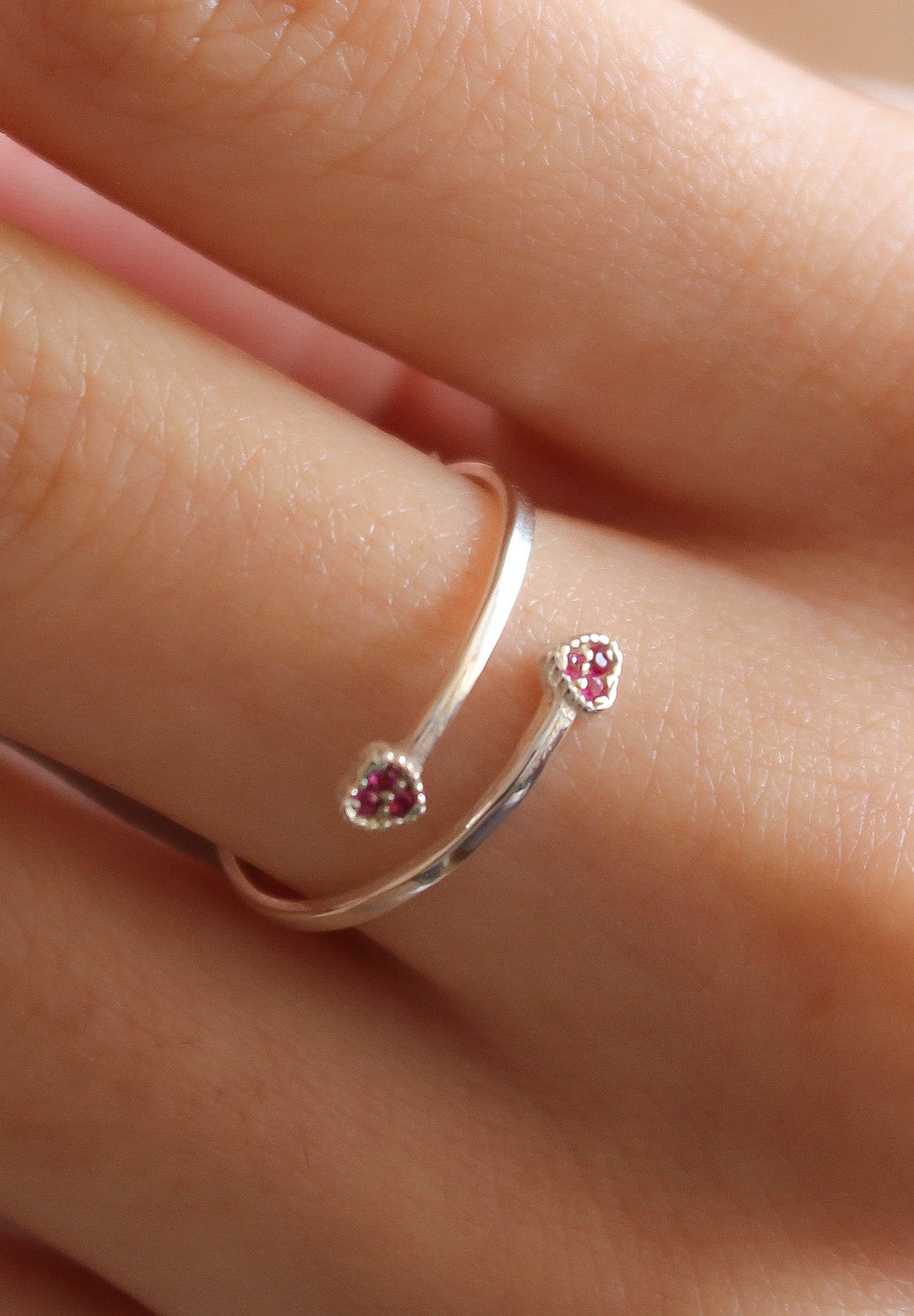 ANNIE 14K Gold Double Two Heart Ruby Promise Ring