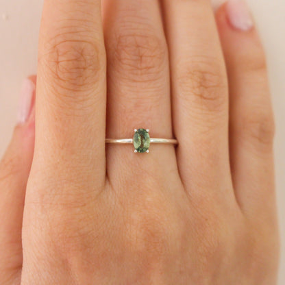 OLIVIA 14K Gold Green Sapphire Engagement Ring