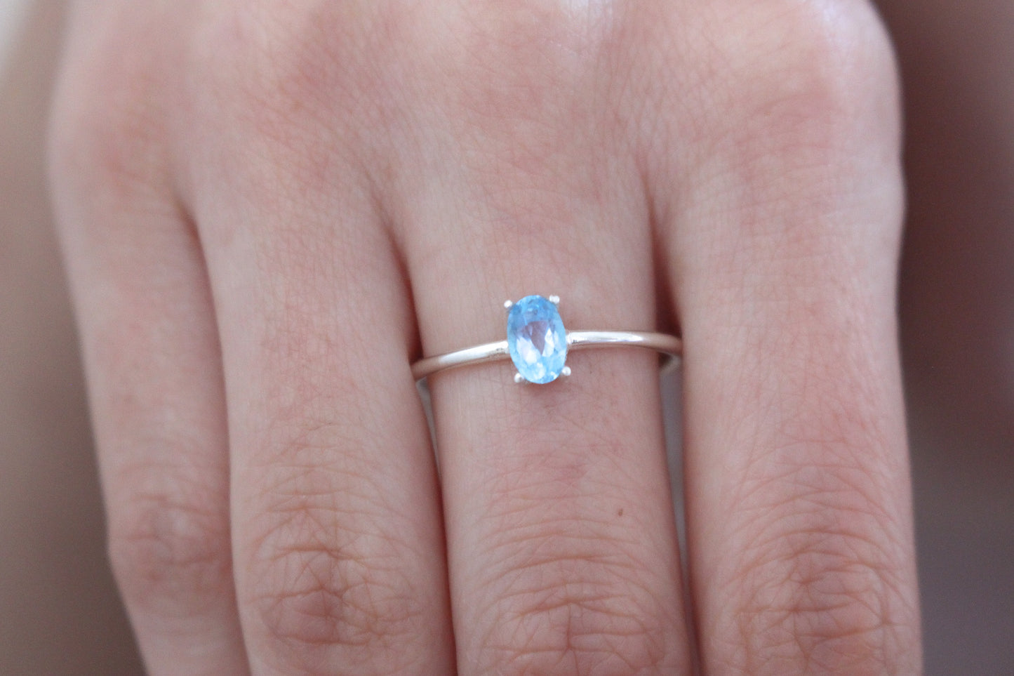 SELENE 14K Gold Blue Topaz Engagement Ring