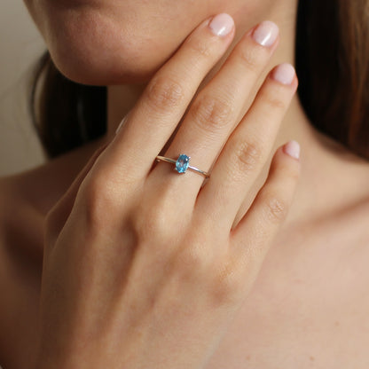 SELENE 14K Gold Blue Topaz Engagement Ring