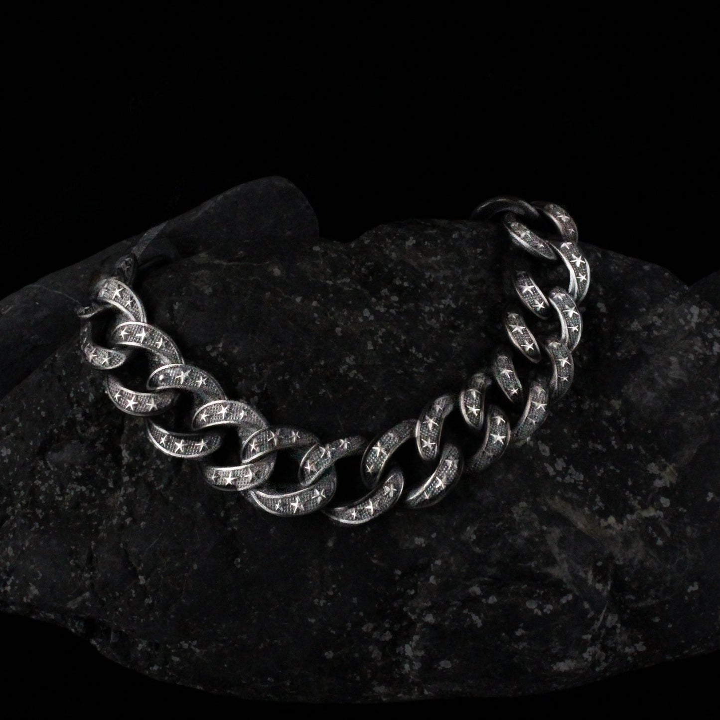 Sterling Silver Mens Chain Bracelet, Handmade Oxidized Chain Jewelry