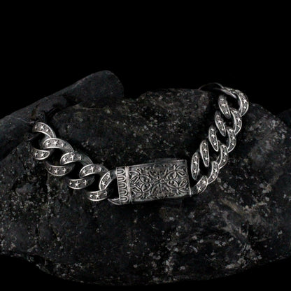 Sterling Silver Mens Chain Bracelet, Handmade Oxidized Chain Jewelry