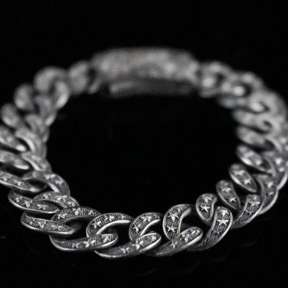 Sterling Silver Mens Chain Bracelet, Handmade Oxidized Chain Jewelry