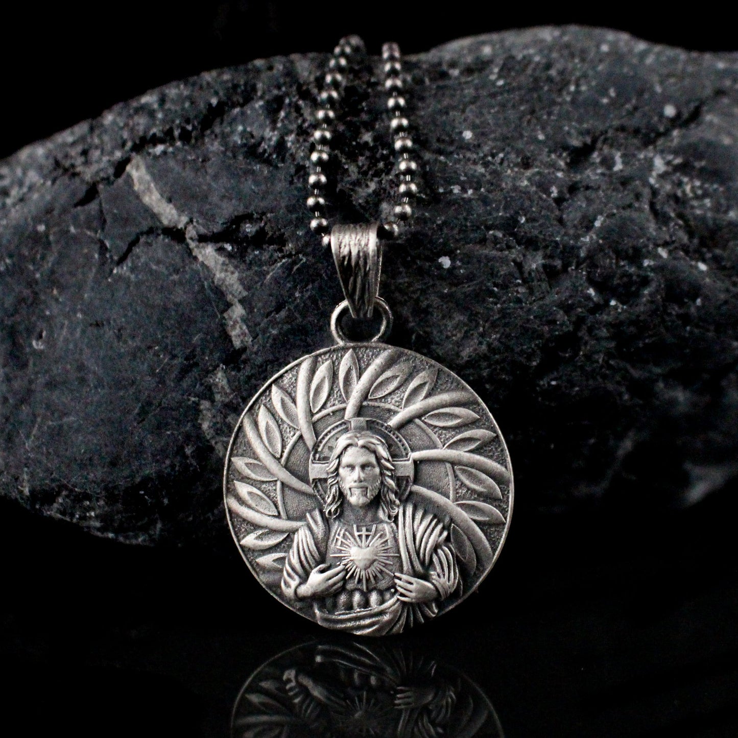 925K Silver Christian Medallion,Solid Silver Jesus Pendant