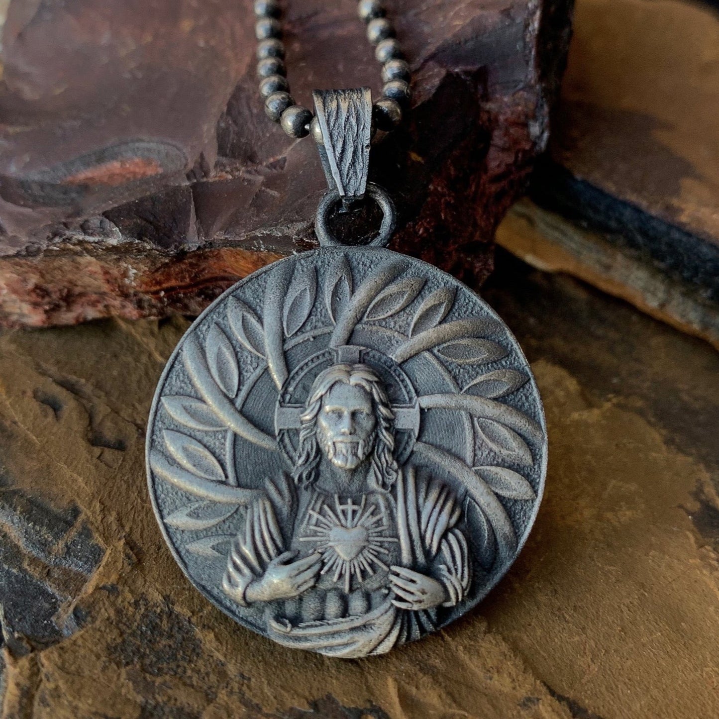 925K Silver Christian Medallion,Solid Silver Jesus Pendant