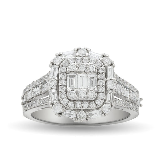 CAMILLE Luxury White Gold Diamond Engagement Ring | 8K or 14K Solid Gold Design