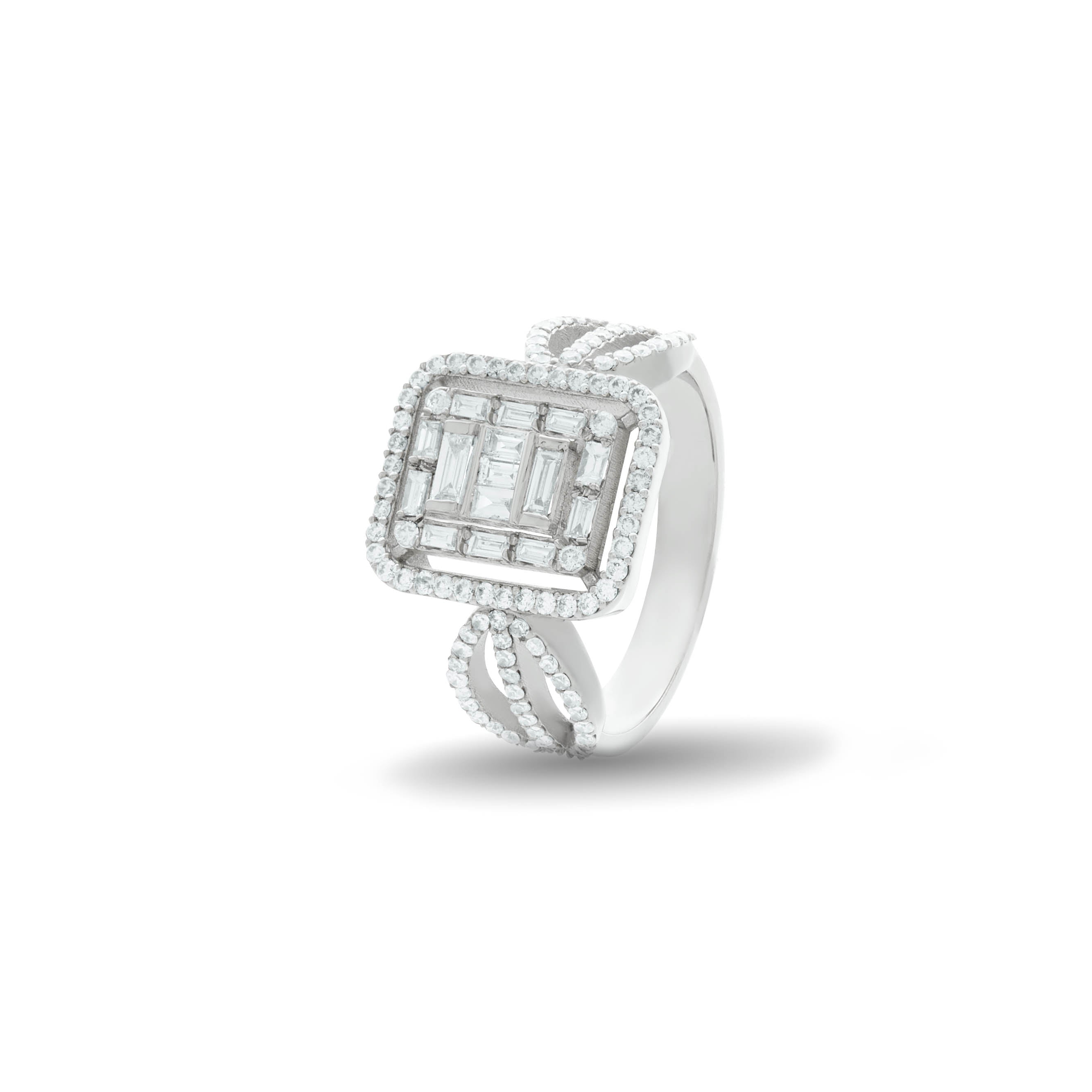 ATHENA Exquisite White Gold Diamond Ring with Double Halo Design | Perfect for Weddings & Anniversaries