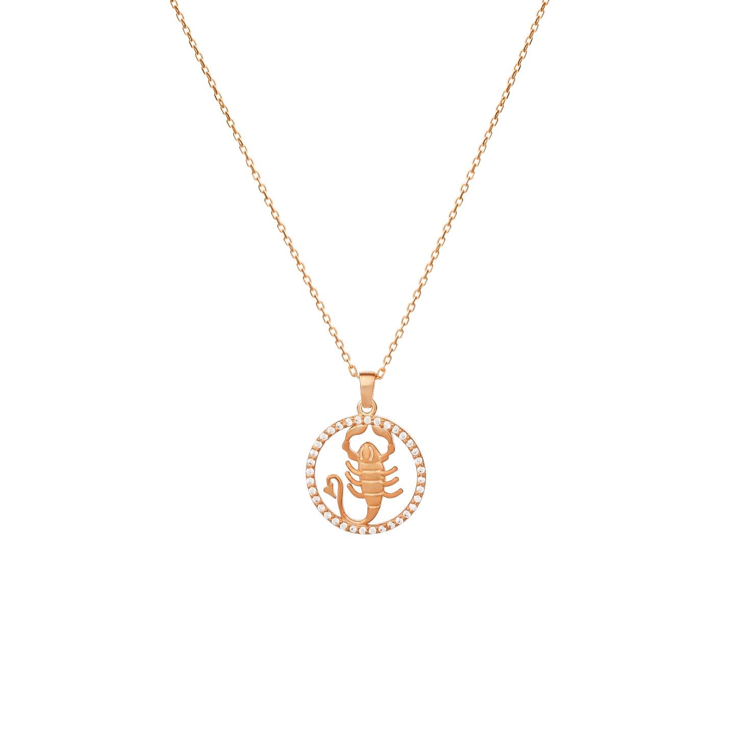 SCORPIO Zodiac Necklace 14K Gold Diamond 0.22 ct