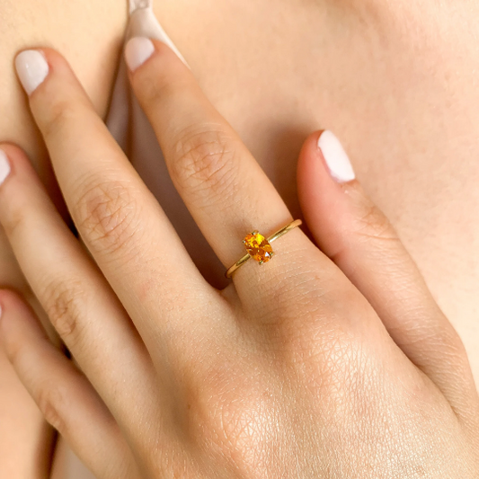 NAYELI 14K Gold Natural Citrine Promise Ring