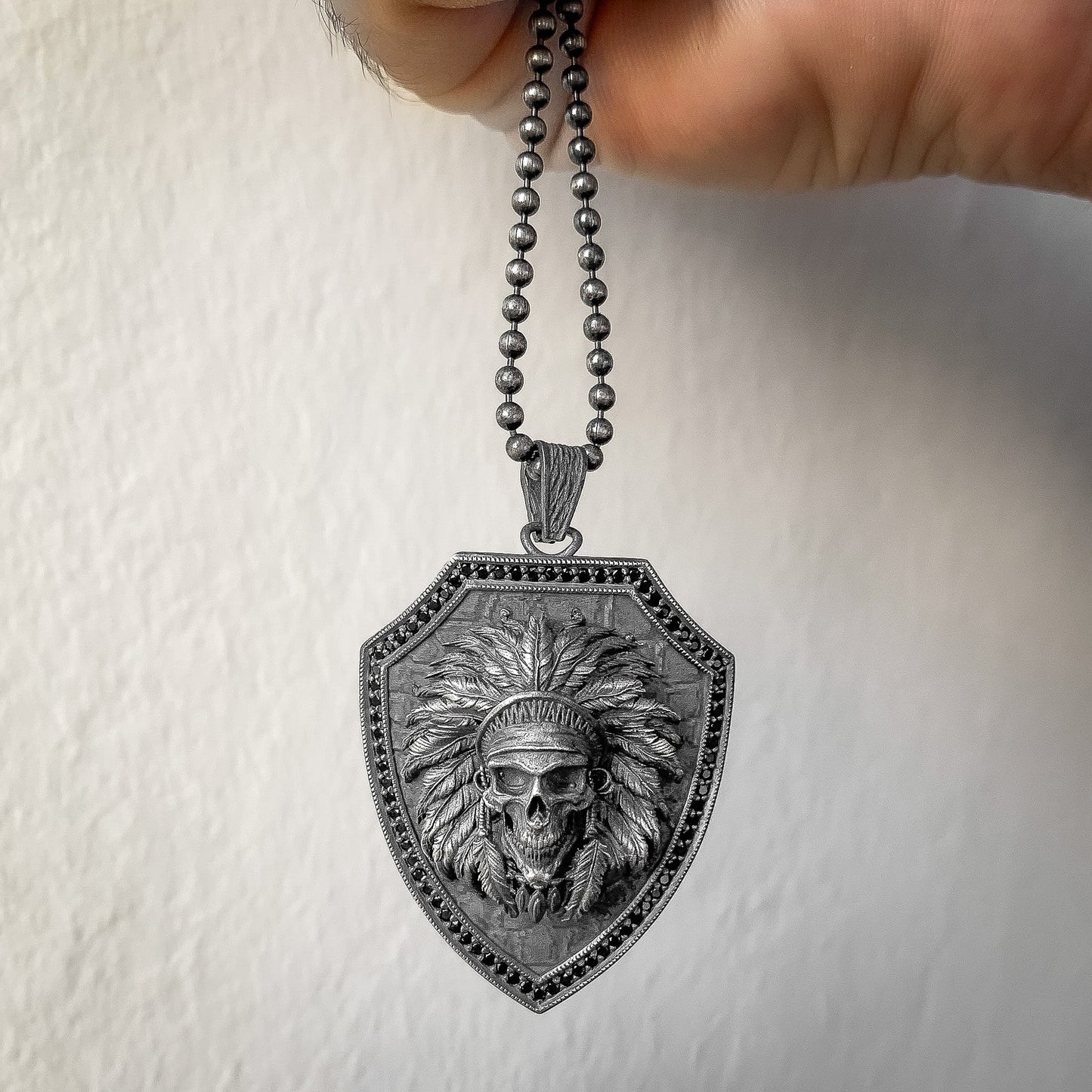 Hint Madalyonlu, Katı Gümüş El Yapımı Erkek Kolye