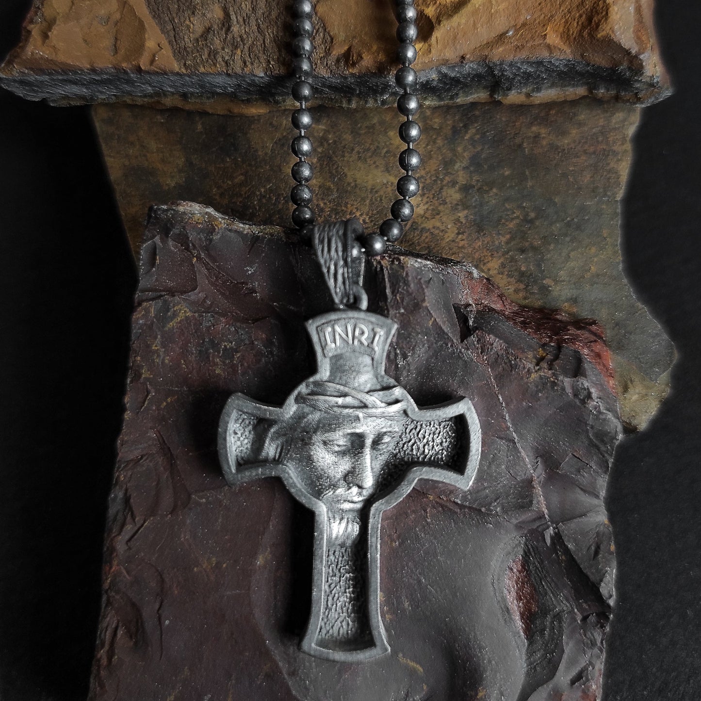 925K Silver Cross Necklace, Christian Medallion, Mens Jesus Necklace