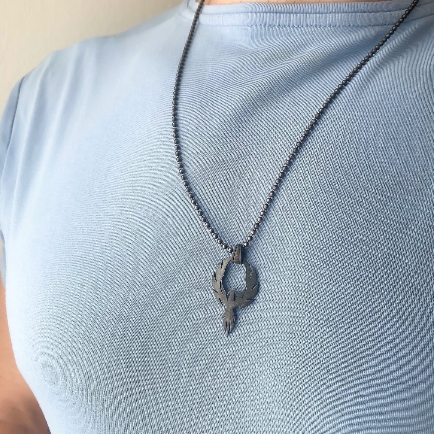 Solid Silver Phoenix Necklace, Handmade Phoenix Necklace