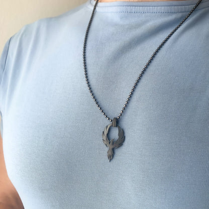 Solid Silver Phoenix Necklace, Handmade Phoenix Necklace