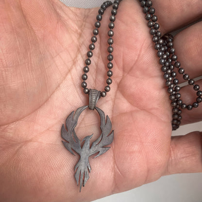 Solid Silver Phoenix Necklace, Handmade Phoenix Necklace