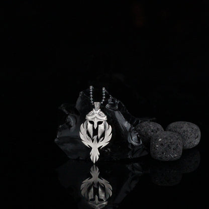 Solid Silver Phoenix and Spartan Necklace, Handmade Phoenix Pendant