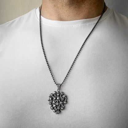 Solid Silver Skull Necklace, Mens Gothic Jewelry