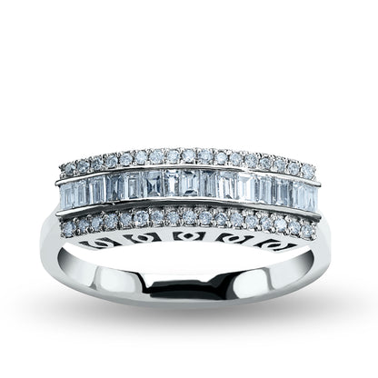 SUE Luxury Diamond Double Row Eternity Ring in Solid Gold – 8K or 14K Baguette Diamond Band